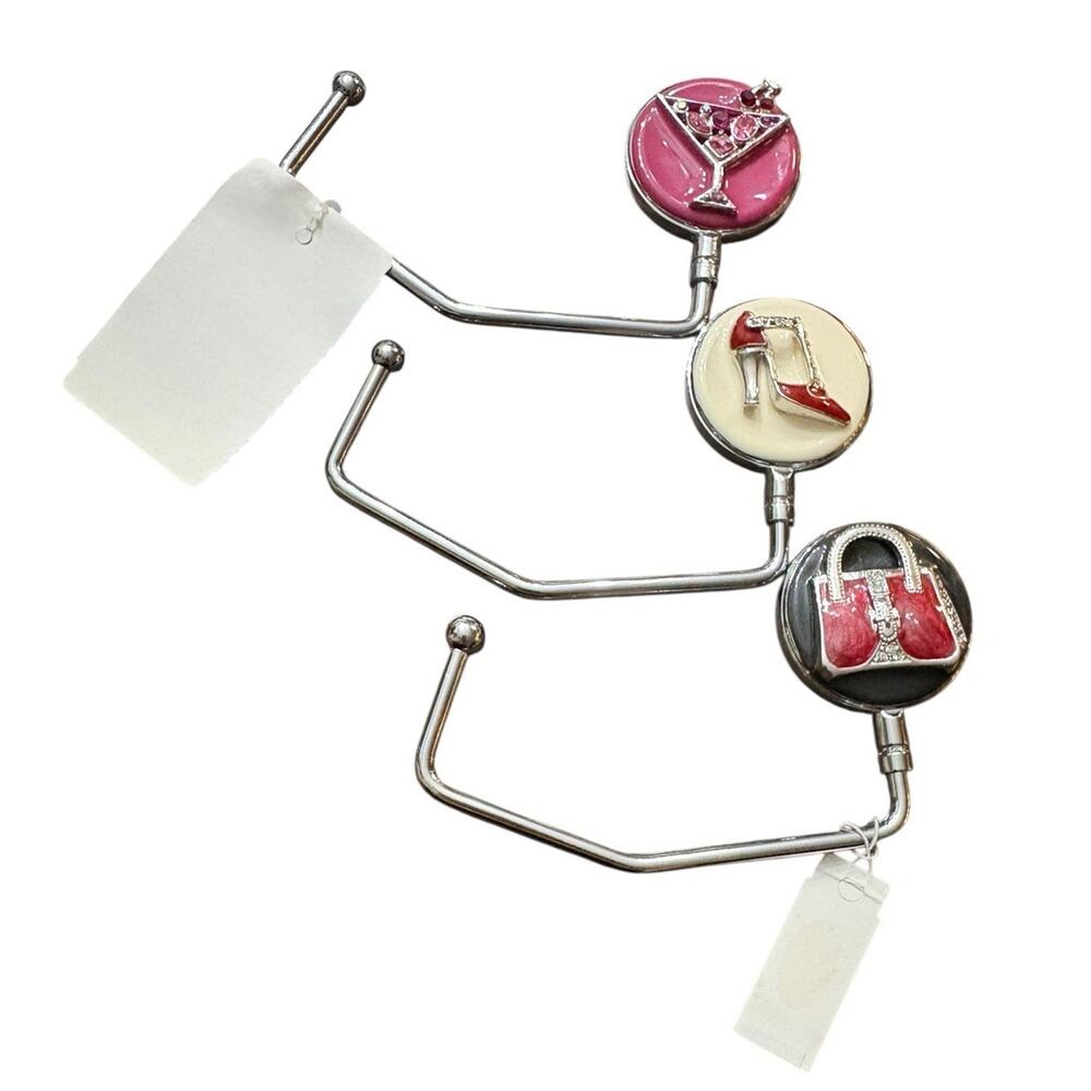 SPRING STREET CRYSTAL HEEL BAG AND MARTINI HANDBAG HOLDER 3PC SET